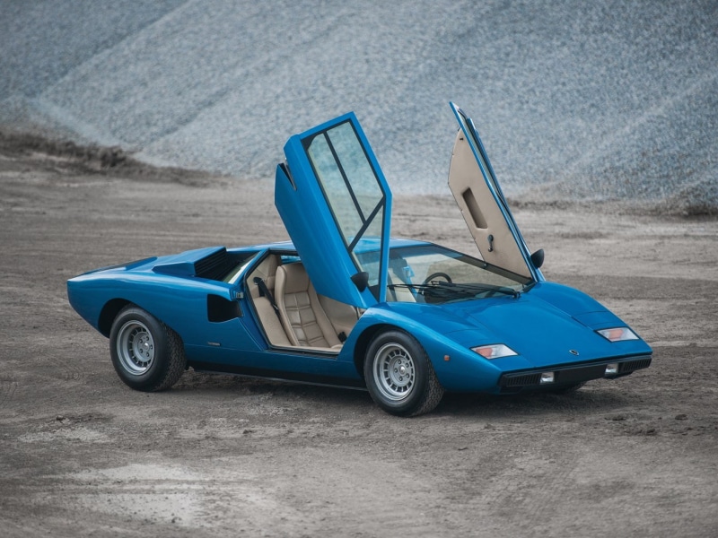 still life, motor vehicle, mode of transportation, no people, stationary, wheel, car, transportation, land vehicle, Lamborghini Countach, vintage car, convertible