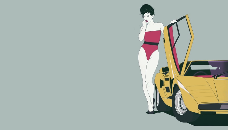 Lamborghini, Lamborghini Countach, Girl, Transport and Vehicles, Countach, Mikhail Solovarov, 80s, by Mikhail Solovarov, 2K, Retro, LP400, Lamborghini Countach LP400