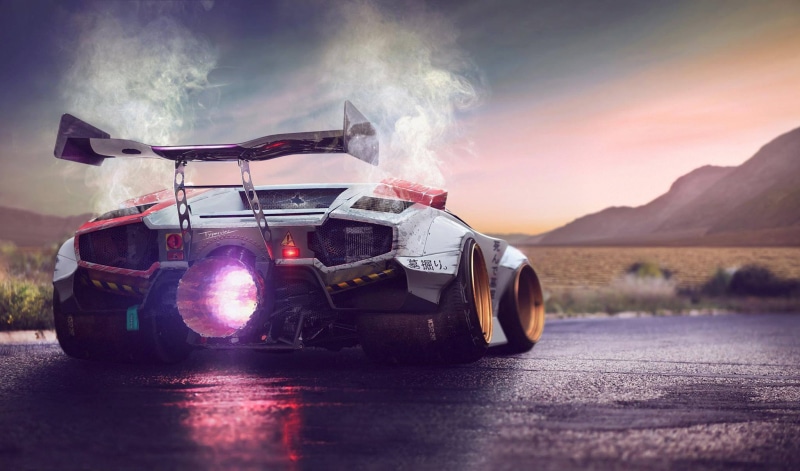 Jet, 1080P, Power, Lamborghini, by Typerulez, Engine, Concept, Countach, Fire