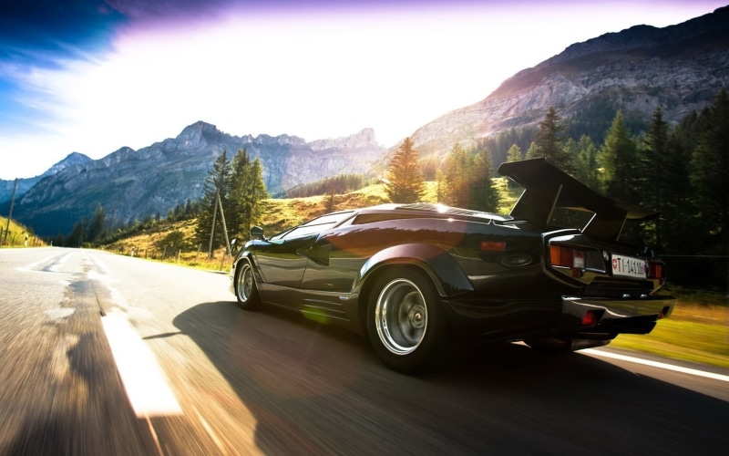 travel, day, coupe, Lamborghini Countach, mountain, car, speed, mountain range, land vehicle, scenics - nature, transportation, Lamborghini, no people