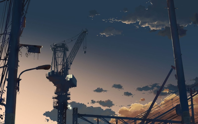 sunset, cloud - sky, metal, cranes (machine), architecture, machinery, lighting equipment, gantry, nature, development, drawing, no people, low angle view