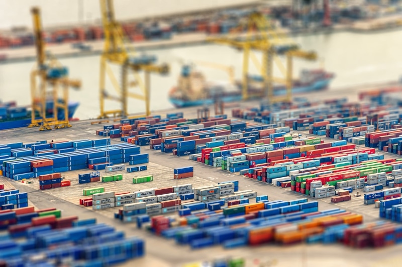 outdoors, freight transportation, blurred, nautical vessel, abundance, container, Maersk, transportation, harbor, no people, large group of objects, water