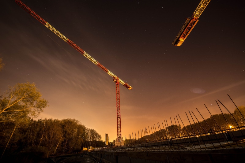 2K, trees, clouds, cranes (machine)