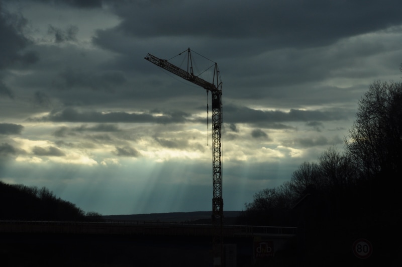 cranes (machine), landscape, sky, 4K