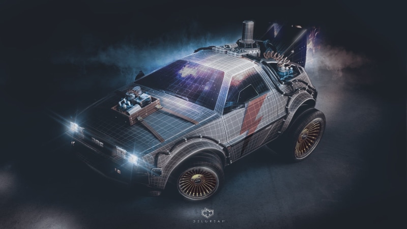 fanart, Synth, Retrowave, DeLorean DMC-12, David Bowie tribute, Art, Transport and Vehicles, DMC-12, Back to the Future, by Edo Trivino, Edo Triviño, Edo Trivino