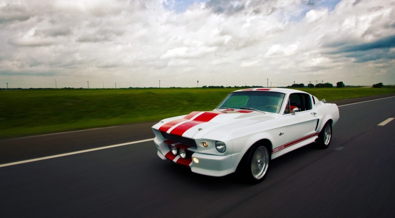 landscape, gt, country, mach, road trip, Classic Cars, white, country road, cloud - sky, horizon, motor vehicle, motion, mode of transportation, red, Shelby