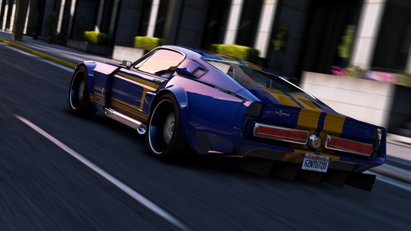 Grand Theft Auto V, Mustang, speed, car, Rockstar Games, 4K, GTA V., road