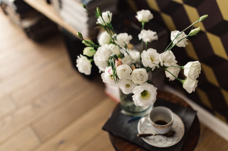Design, close-up, living, nature, Modern, Dark, interior design, table, plant, beauty in nature, white color, apartment, indoors, interior, crockery, flower head