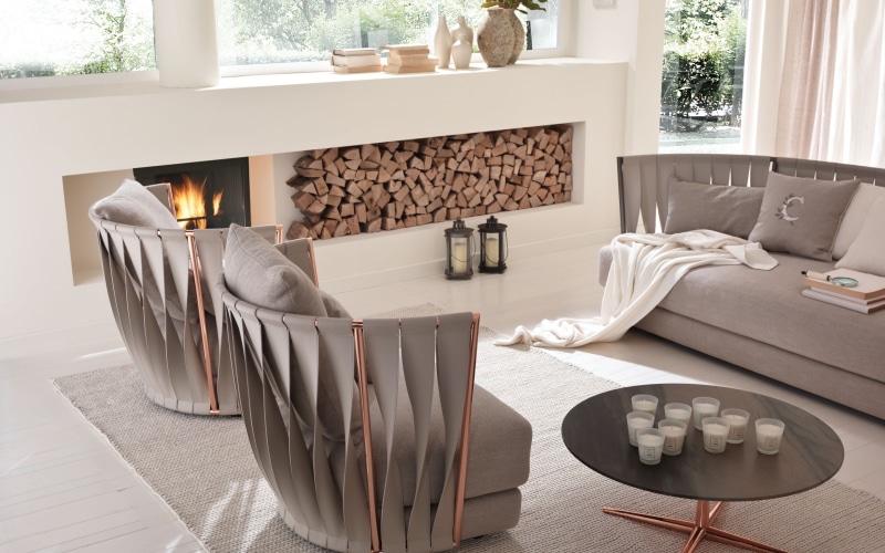 apartment, pillow, decor, lifestyles, seat, nature, domestic Room, design, fireplace, cozy, architecture, furniture, wood - Material, white, absence, interior