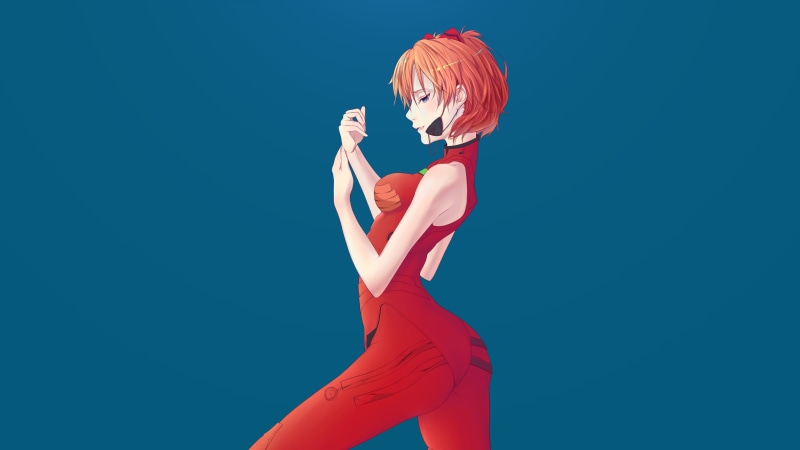 red, anime girls, short hair, studio shot, blue, clothing, indoors, beauty, one person, beautiful woman, arms raised, fashion model, women, eyepatches