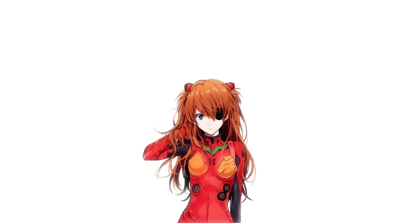 blue eyes, Asuka Langley Shikinami, anime girls, white background, anime, 1080P, plugsuit, Neon Genesis Evangelion, mecha girls, eye patch, Asuka Langley Soryu