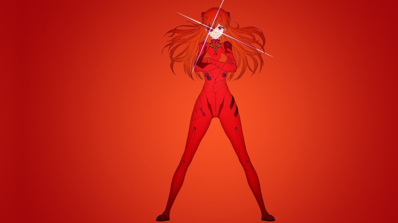 plugsuit, Neon Genesis Evangelion, Asuka Langley Soryu, anime, red background, anime girls, eye patch, 1080P