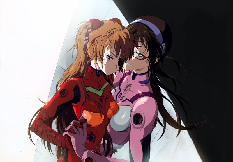 two, people, Contact Suits, young adult, Marie Illustris Makinami, computer Graphic, Anime, 1080P, standing, female, females, Neon Genesis Evangelion