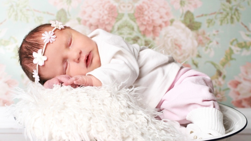 sleeping, wreaths, baby, children, 1080P