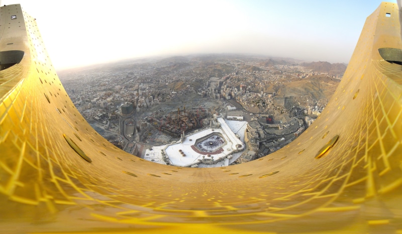 mountain, bridge, travel, brown, outdoors, connection, photography, no people, makkah, sky, down, buildings, built structure, looking, architecture, selective