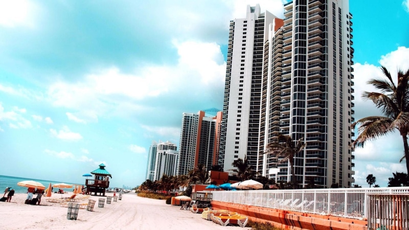 miami beach, sand, nature and landscapes, beach, miami, building, 1080P