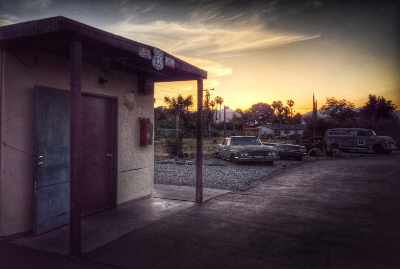 america, highway, traffic, nature, building, retro, car, house, travel, transportation, road, usa, light, sunset, refueling, architecture, gas station
