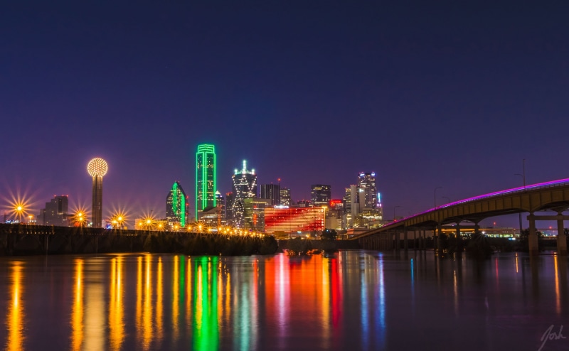 outdoors, building exterior, skyline, no people, river, night, building, 4K, built structure, glowing, cityscape, sky, waterfront, bridge, skyscrapers