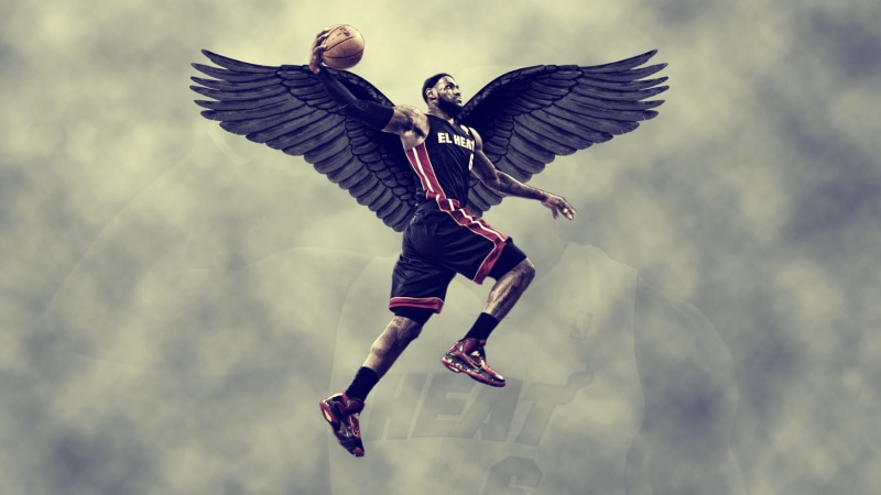 mid-Air, lebron james, spread wings, caucasian Ethnicity, basketball, nature, wings, 1080P, young men, sport, one Person, day, clothing, low angle view