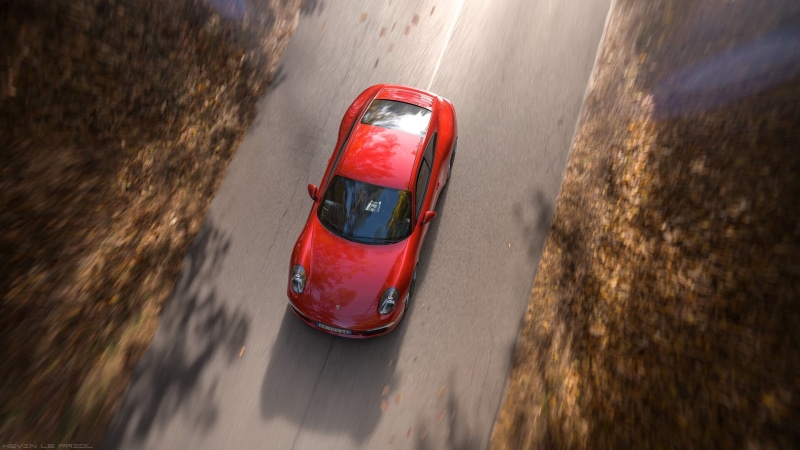Red, Road, by Kevin Le Priol, Machine, Kevin Le Priol, Sports car, 1080P, Auto, Porsche, Rendering, Porsche 911 Carrera, Carrera, Transport and Vehicles