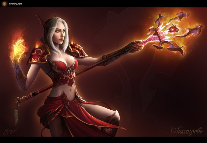 hd, dmitriy, Mage, fantasy, long, art, artwork, magic, games, world, 2K, women, prozo, elf, blood, warcraft, video, ears