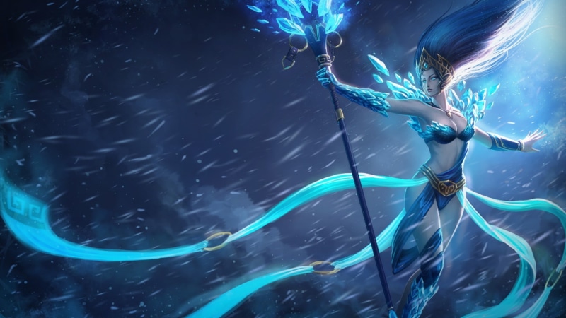 legends, 1080P, frost, Video Games, ice, janna, video, league, storms, splashes, Mage, art, games, fantasy, fury, abstract, hd, staff