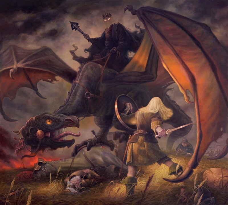 dragon, Meriadoc Brandybuck, The Lord Of The Rings, black, Witch-king of Angmar, The White Lady Of Rohan, the king of Rohan, Eowyn, the Princess of Ithilien