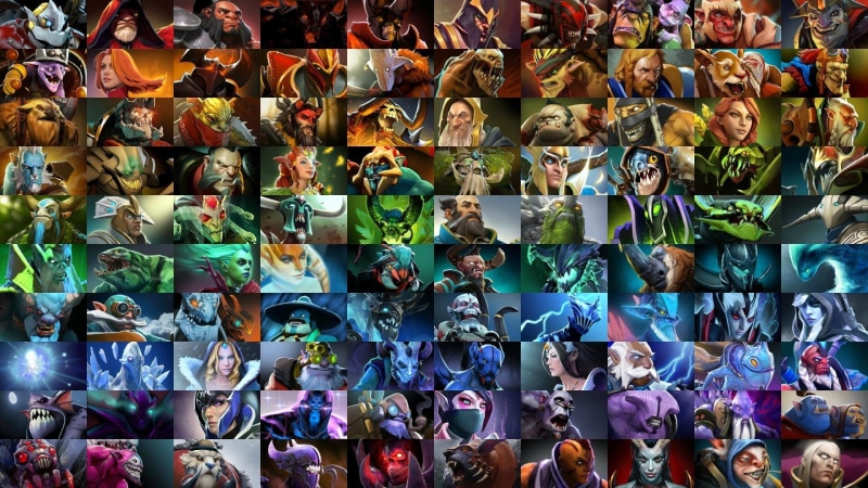 Bloodseeker (Dota 2), Brewmaster (DotA 2), Chaos Knight (Dota 2), DotA 2, Shadow Fiend (DotA 2), Dragon Knight (DotA 2), Death Prophet (DotA 2), Treant Protector  (DotA 2)
