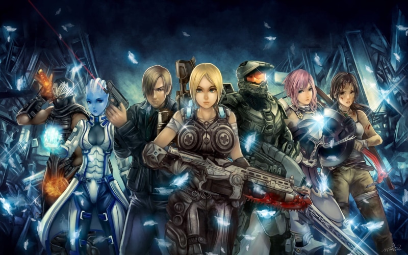 Leon S. Kennedy, women, Halo, adult, technology, Ninja Gaiden, imagination, male likeness, burning, dark, alien, human representation, art and craft