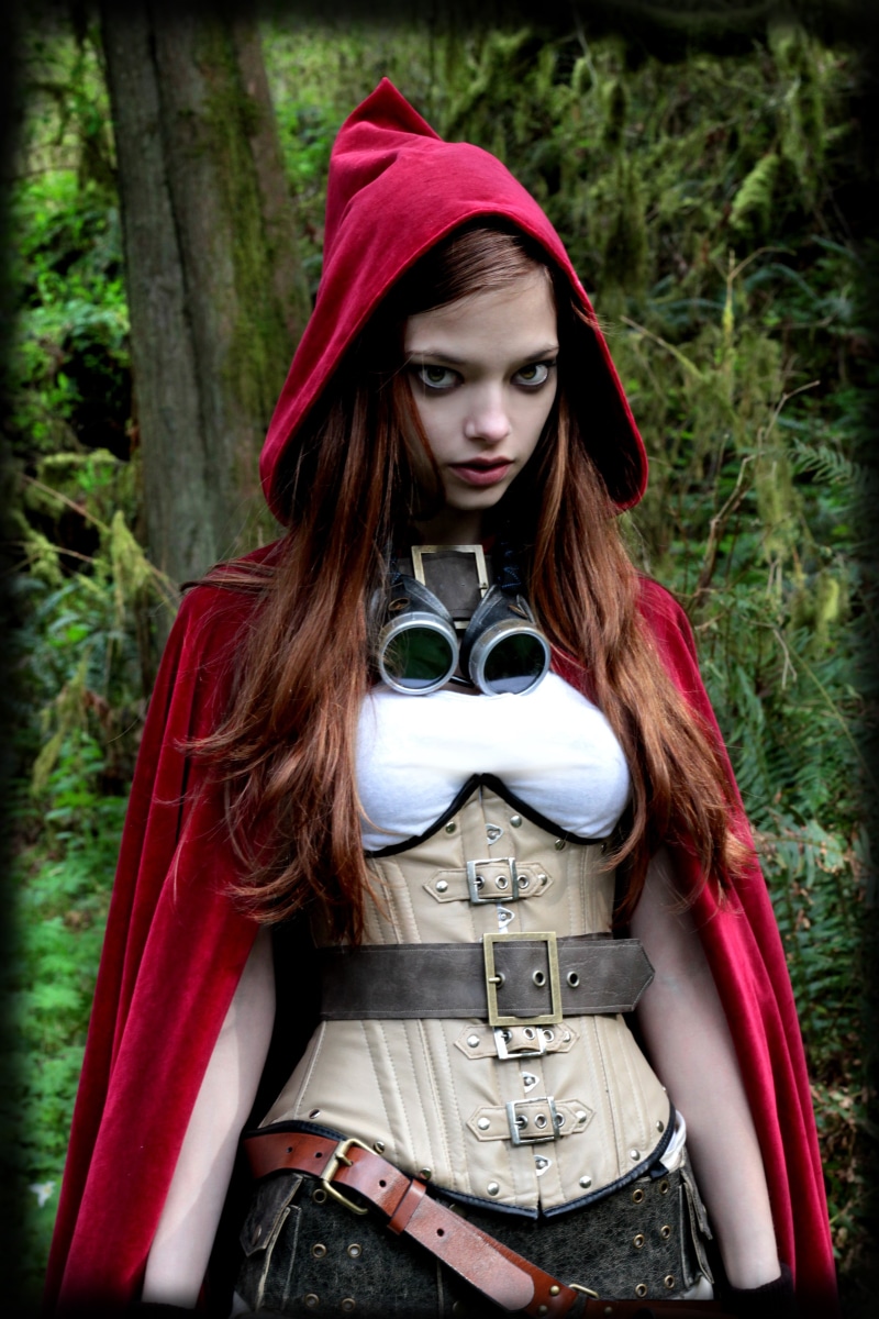 dyed red hair, lifestyles, clothing, looking at camera, beautiful woman, portrait, screenshot, long hair, fashion, s, nature, redhead, Little Red Riding Hood