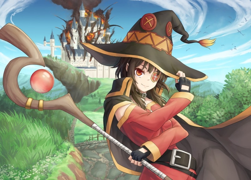 nature, tree, clothing, lifestyles, outdoors, leisure activity, sunlight, Kono Subarashii Sekai ni Shukufuku wo!, real people, wizard, one person