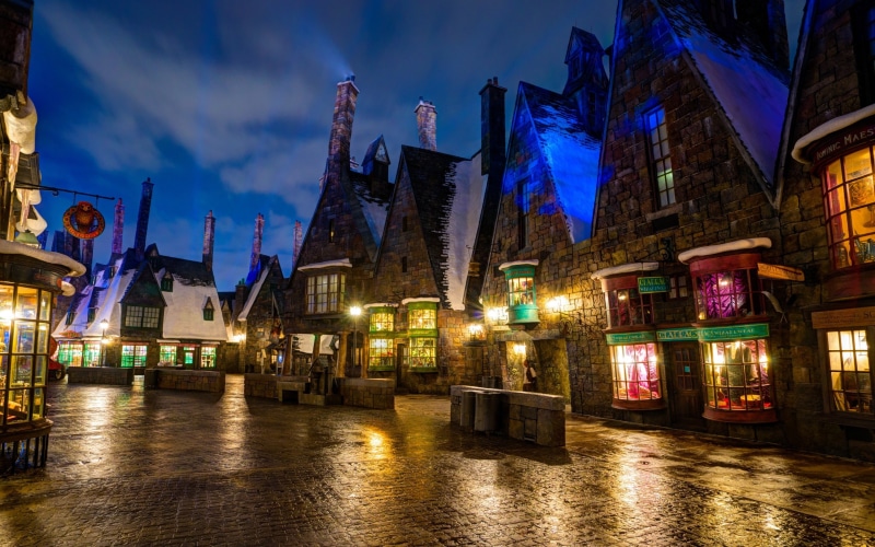 evening, World of Harry Potter, house, Wizarding, lights, potter, world, 2K, harry