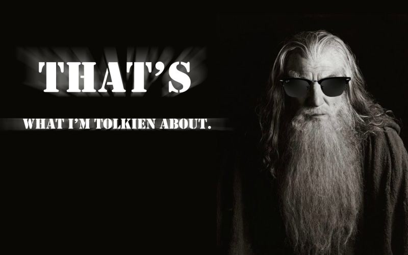 young adult, puns, talkin, 1080P, wizard, front view, humor, beard, sunglasses, m, males, black background, glasses, The Lord of the Rings, text, close-up