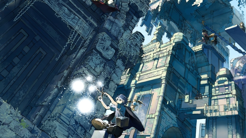 fantasy city, witch, residential district, people, illuminated, outdoors, character, animals, male, nature, magic, office building exterior, flying, young men
