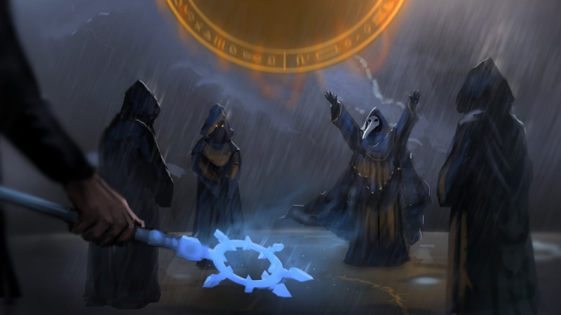fantasy art, Terraria, cultist, magic, 1080P, lightning, rain, jake55778