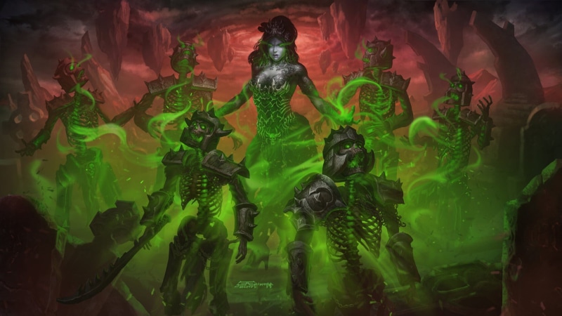 Necromancer, Dark, 1080P, Girl, Magic, Skeleton, Undead, Sorceress