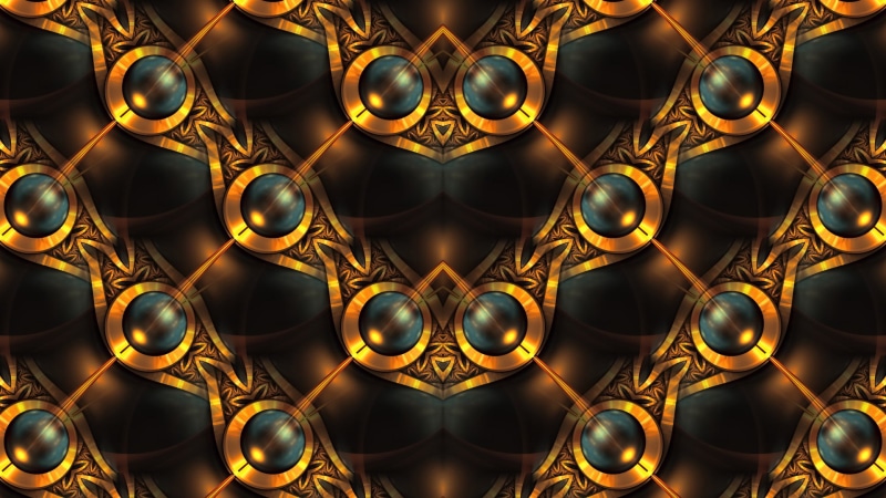 black background, yellow, design, gold colored, macro, no people, geometric shape, shape, symmetry, 1080P, orange color, fractal, shiny, creativity, backgrounds