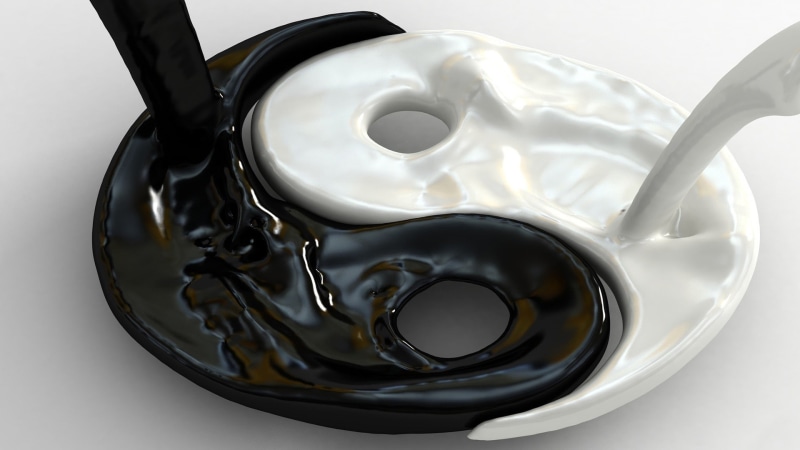 1080P, liquid, black, white, Yin and Yang