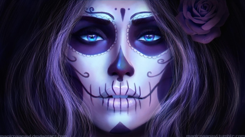 halloween, art, 1080P, dia de muertos, dead, day of the dead, celebration, artwork
