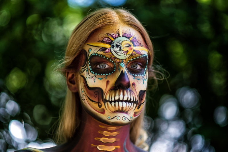skull, 1080P, Dia de los Muertos, women, face
