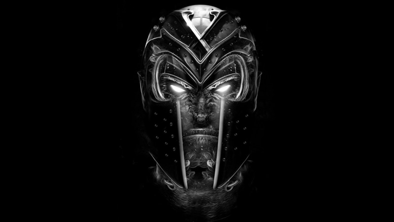 x, bw, digital/artwork, helmet, armor, men, 1080P, magneto, black, hd