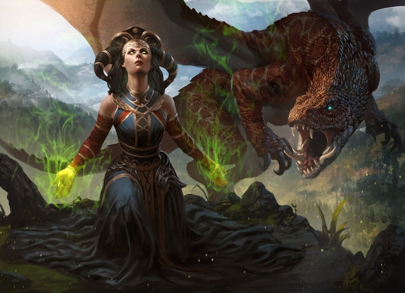 fantasy art, artwork, women, 1080P, art, dragon, fantasy