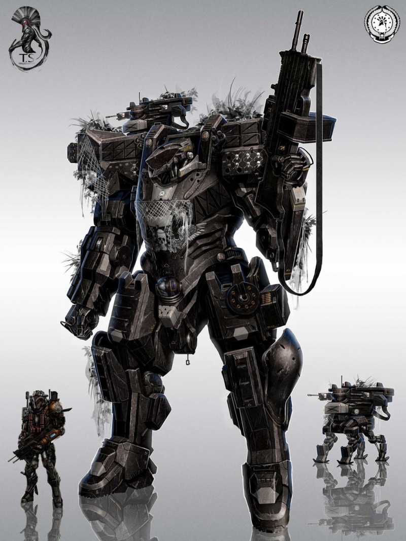 aircraft, art, mecha, 720P, hd, artwork, mech, concepts, suit, weapons, concept, soldiers, armor, futuristic, scien, armored, Guns, digital