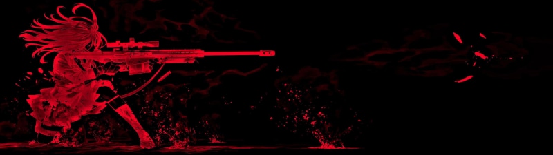 anime, warrior, anime warrior, female, colored, rifle, art, red, gun, 4K