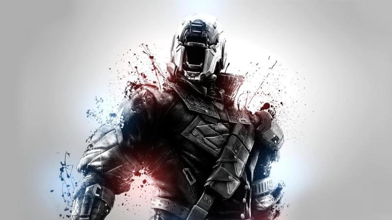 helmet, one Person, digital, people, indoors, protection, aggression, copy space, communication, video games, Destiny (video game), damaged, male, headwear