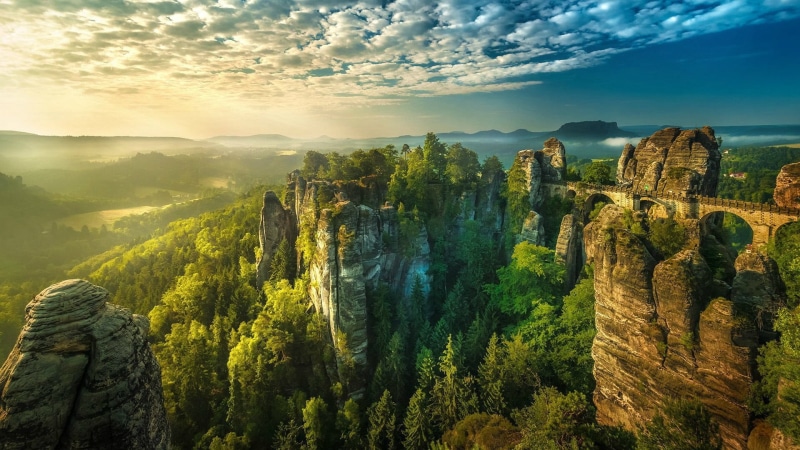 zhangjiajie, landscape, awe, stone - Object, dawn, rural Scene, travel Destinations, scenics - nature, tranquil scene, mountain range, journey, sunlight