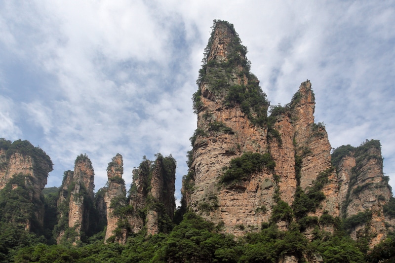 plant, 4K, formation, tranquility, wulingyuan, rock, sky, solid, tranquil scene, tree, pine tree, mountain, day, scenics - nature, non-urban scene, beauty in nature
