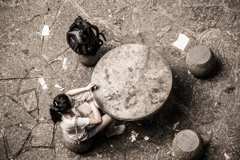 women, directly above, zhangjiajie national forest park, leisure activity, real people, day, high angle view, zhangjiajie, stone, adult, young adult, bottle