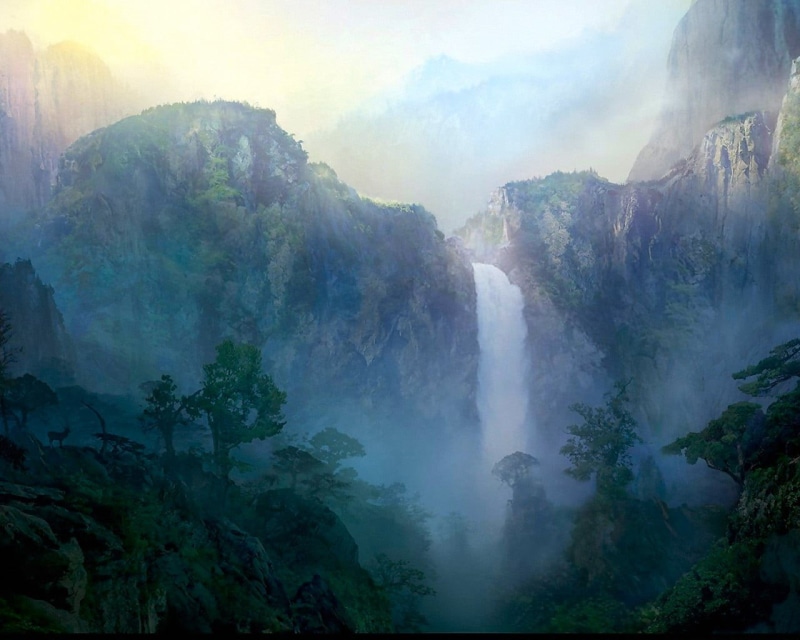 tropical Rainforest, famous Place, figure, nature, mist, cloud - sky, green, landscape, environment, wulingyuan Scenic Area, waterfalls, Waterfall, beauty In Nature