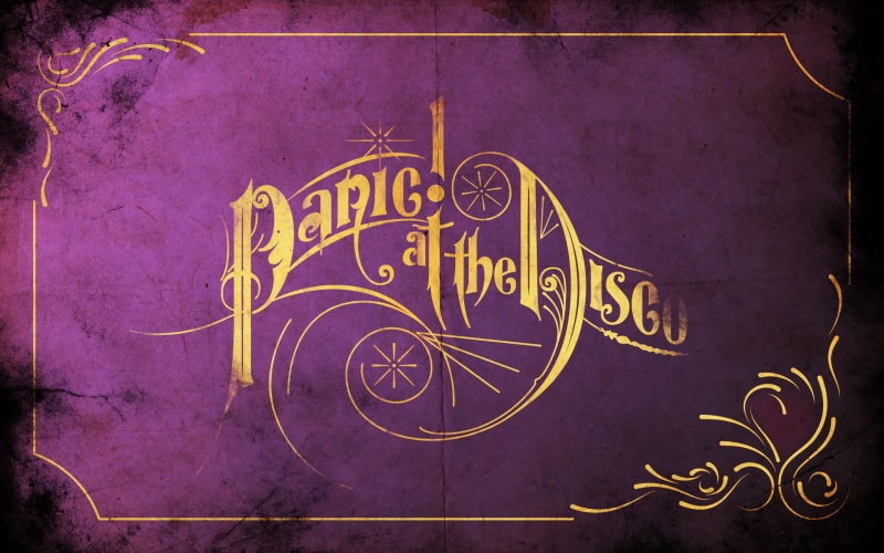 logo, wall, graffiti, backgrounds, 1080P, outdoors, metal, no people, Panic at the Disco!, western script, mural, architecture, board, creativity, night